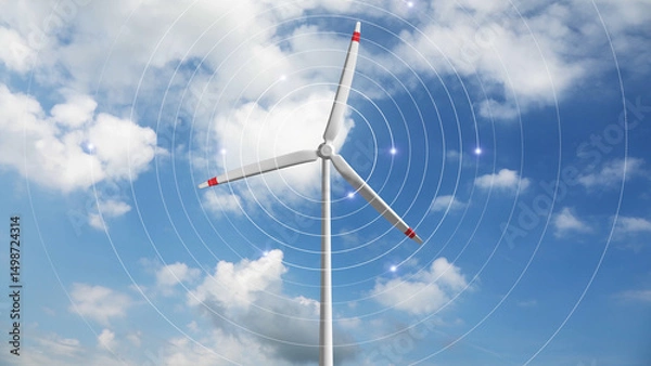 Obraz Wind power plant with abstract circles of wind.