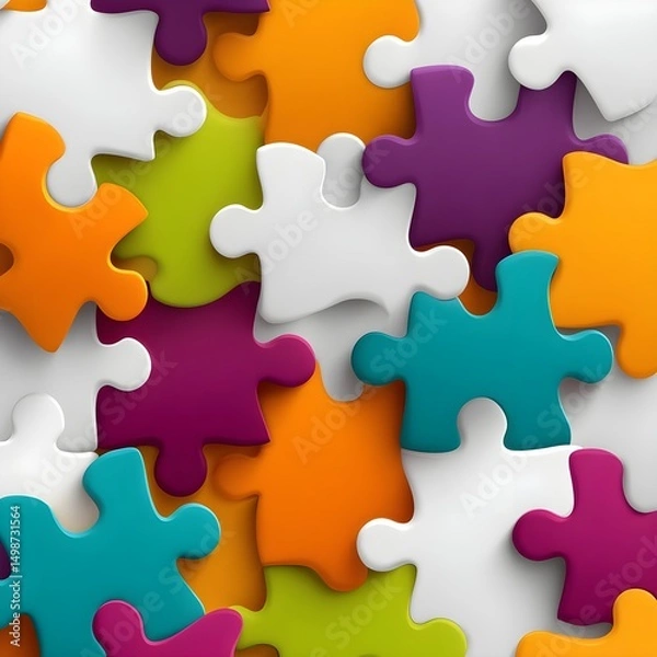 Obraz Colorful puzzle pieces scattered on a vibrant background