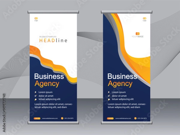 Obraz Business banner roll up set, standee banner template. modern banner.