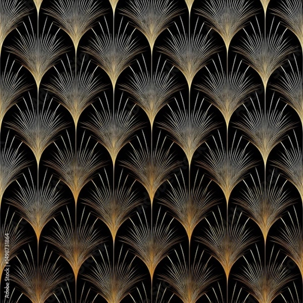 Obraz Elegant gold and black art deco pattern design