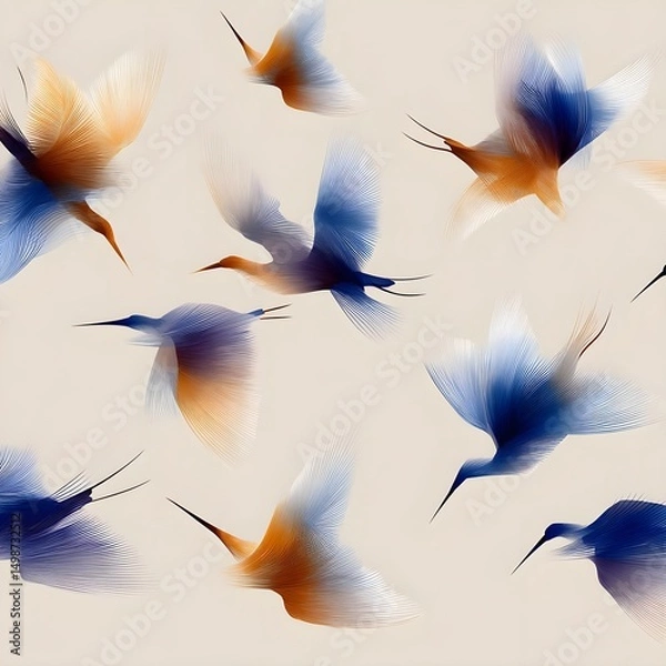 Obraz Elegant abstract birds in flight with flowing colors