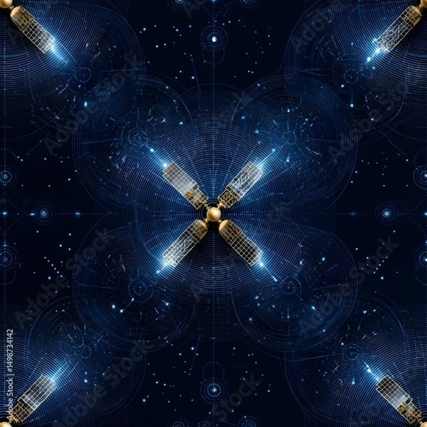 Obraz Futuristic satellite network in a cosmic backdrop