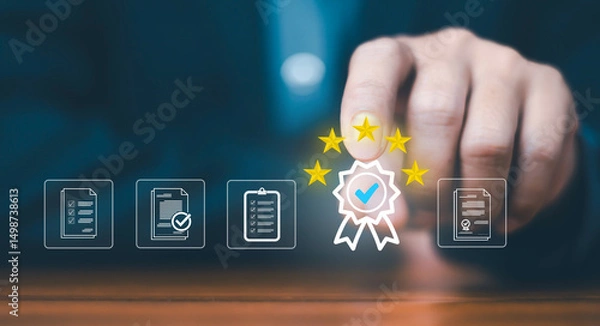 Fototapeta 	
Guaranteed quality and service standards in technology business Follow the rules, and procedures, for ensuring control management in an effective organization in the industry	
