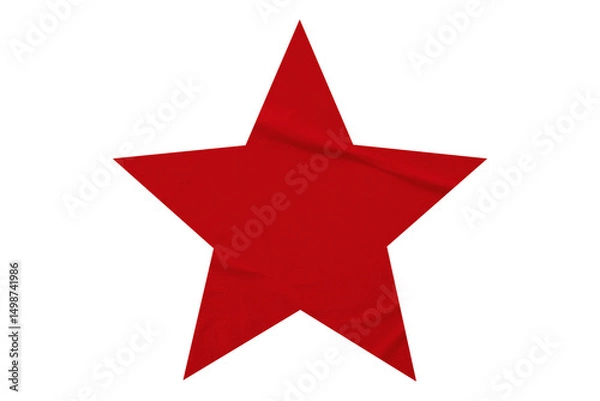 Obraz Crumpled red star pattern stickers, separated on a transparent background.