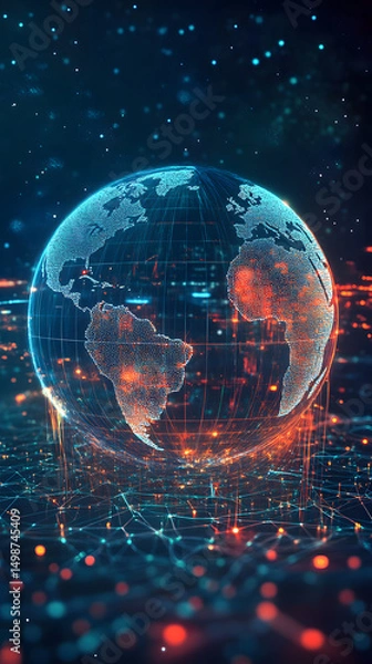 Fototapeta AI-driven quantum machine learning models for predicting climate change patterns and optimizing energy consumption using quantum computing techniques.