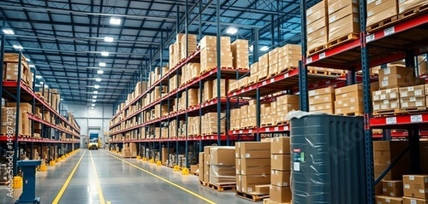 Fototapeta Streamlined warehouse operation, efficient inventory management, supply chain, software