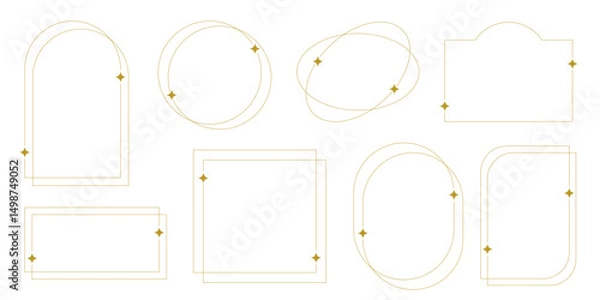 Fototapeta キラキラ　シンプル　フレーム　金色　セット