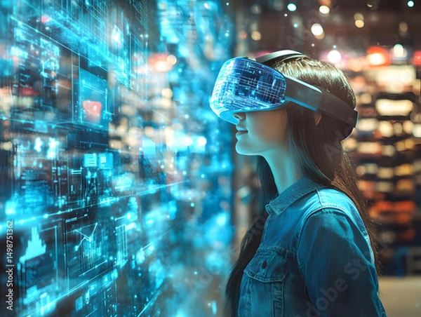 Fototapeta AI-powered big data analytics for retail, personalizing customer experiences and optimizing inventory based on consumer preferences and shopping behaviors.