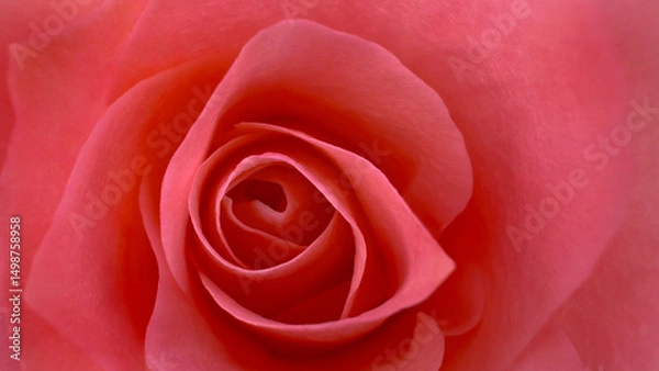 Fototapeta The intricate folds of this rose’s petals appear to dance in slow motion, creating a spiral of peach hues that seem to glow from within, holding the quiet power of natural beauty.