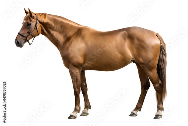 Obraz Chestnut horse profile isolated on a white background png ai generated