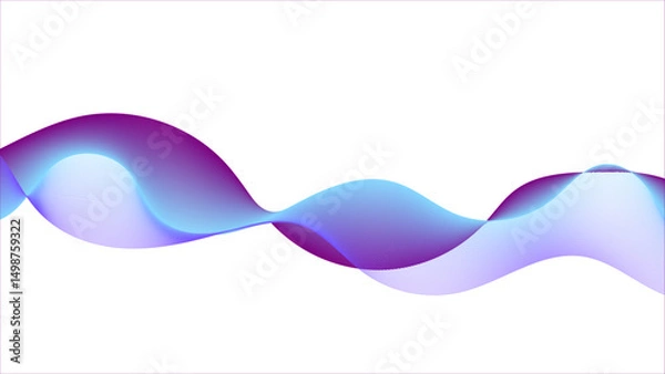 Obraz Abstract background with blue and purple wave lines on white.