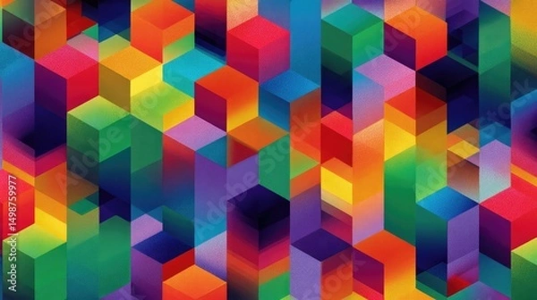 Fototapeta Colorful 3D geometric cube background in isometric perspective