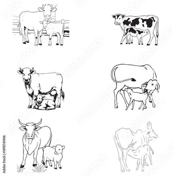 Obraz Group cow vector design