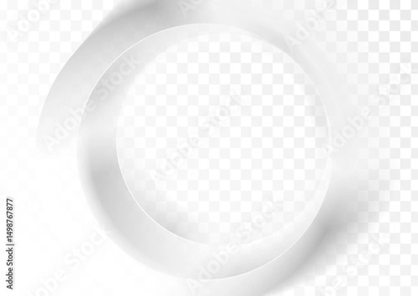 Obraz Light grey and white smooth glossy circles abstract geometric background. Vector soft ring on checkered backdrop, futuristic tech design