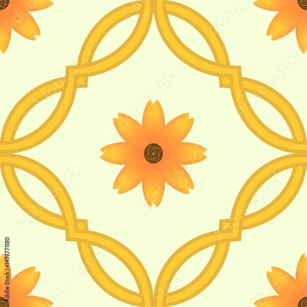 Fototapeta Seamless watercolour and unique floral pattern background for covers, notes, Soft backgrounds colour. Watercolour art work. Flower stalk. Colourful flower.