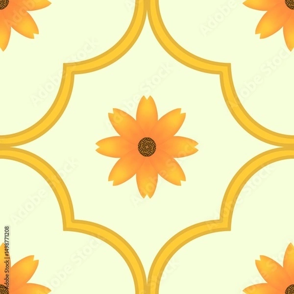 Fototapeta Seamless watercolour and unique floral pattern background for covers, notes, Soft backgrounds colour. Watercolour art work. Flower stalk. Colourful flower.