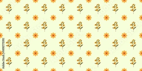 Fototapeta Seamless watercolour and unique floral pattern background for covers, notes, Soft backgrounds colour. Watercolour art work. Flower stalk. Colourful flower.