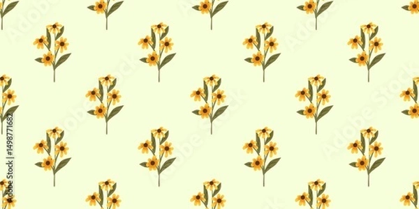 Fototapeta Seamless watercolour and unique floral pattern background for covers, notes, Soft backgrounds colour. Watercolour art work. Flower stalk. Colourful flower.