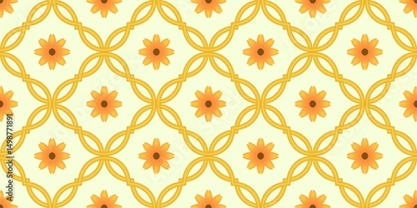 Fototapeta Seamless watercolour and unique floral pattern background for covers, notes, Soft backgrounds colour. Watercolour art work. Flower stalk. Colourful flower.