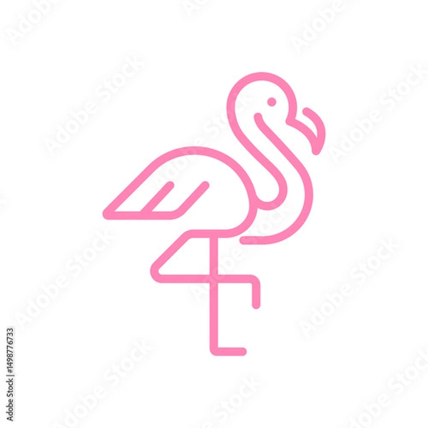 Fototapeta Minimal pink flamingo vector in line style. Ideal for tropical themes, nature, summer, and decorative design.