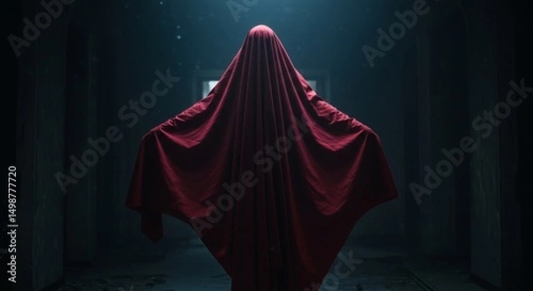 Fototapeta ghost in red cloath for halloween theme