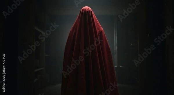 Fototapeta ghost in red cloath for halloween theme