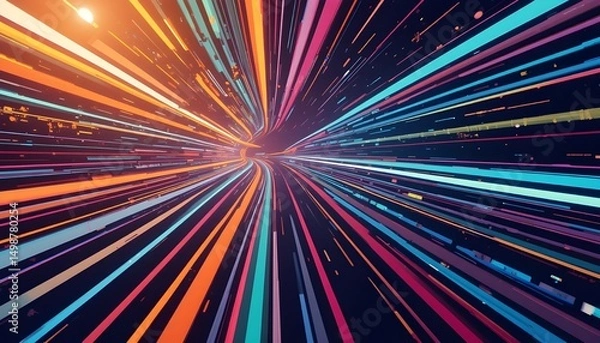 Fototapeta Abstract 1970s Futuristic Retro Background Design with Colorful Lines Vector Illustration