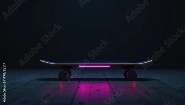 Obraz Electric skateboard on dark background, transport, speed	

