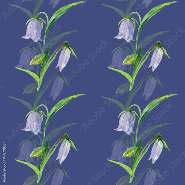 Fototapeta Watercolor bells. Pattern seamless . Image on white and color background.