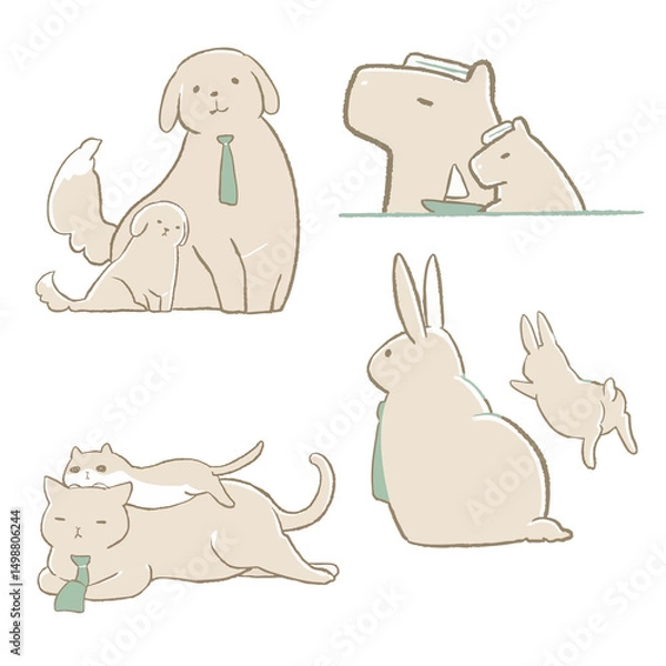 Fototapeta 父の日用・動物イラストセット