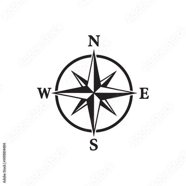 Obraz compass on a white background