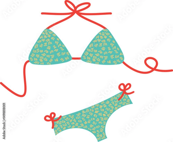 Fototapeta two piece bikini with cheerful color. Vector illustration element for spring and summer theme. traveling, relaxing, enjoy life, beach, vacation and swimming