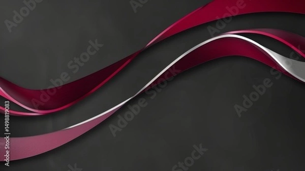 Fototapeta A high-contrast mix of dark crimson and silver business lines twisting and extending over a smoky black background, conveying boldness and resilience, 