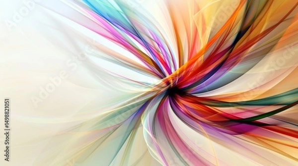 Fototapeta A mesmerizing composition of multicolored business lines forming an abstract vortex, fading into a clean, light-toned background, ideal for high-energy advertisements