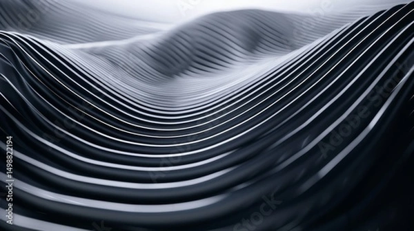Fototapeta A mesmerizing mix of thin and bold business lines forming an optical illusion of depth, cascading over a monochrome background, delivering a futuristic and abstract aesthetic 