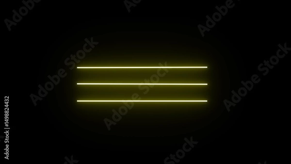 Obraz Horizontal neon line from right to left on black screen. Abstract glowing neon lights blinking lines 