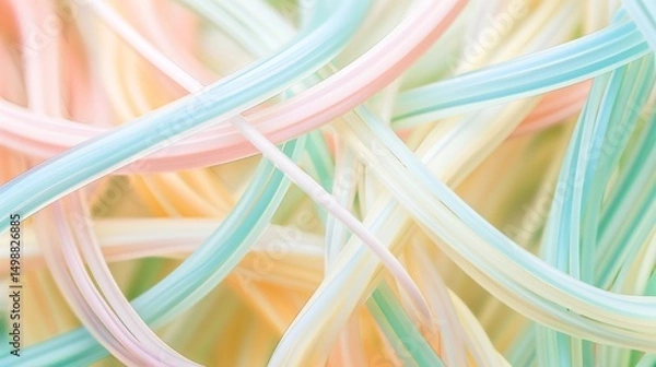 Fototapeta A symphony of pastel-hued corporate lines gently intertwining against a soft, dreamy background, evoking harmony and progress, suitable for corporate wellness or creative agency 