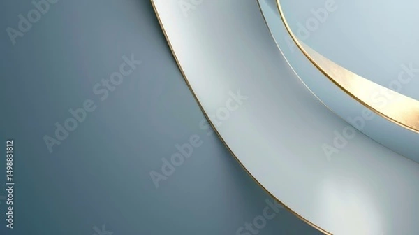 Fototapeta Smooth, reflective business lines in pearlescent white and soft gold, stretching elegantly across a dusky blue background, suggesting sophistication and premium branding, 
