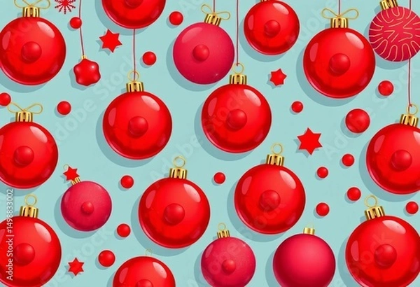 Obraz Red balls and red noses, vector illustrations, various shapes and sizes,  abstract,  vibrant