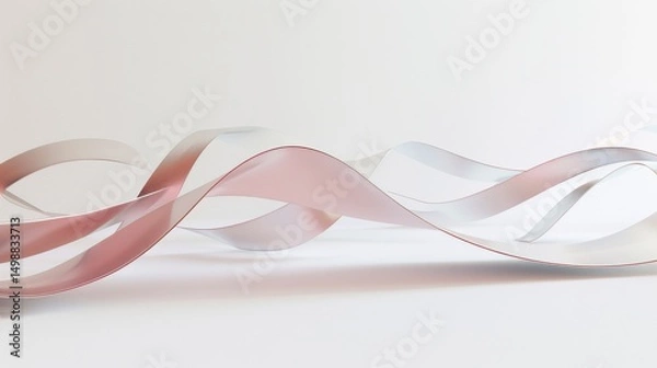 Fototapeta Thin, elegant business lines in soft pinks and silvers, gracefully arching over a pristine white background, embodying modern luxury and minimalism, with an intentionally