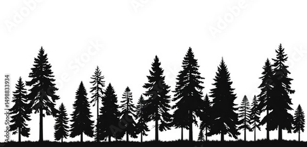 Obraz Set of isolated pine tree silhouettes, perfect for forest vector illustrations,  winter,  twig