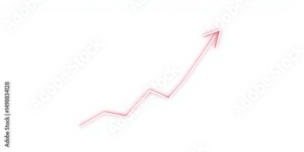 Obraz Outline icon of upward-trending graph arrow on white,  graphic,  outline