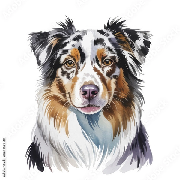 Fototapeta Tricolored Australian Shepherd Dog Portrait