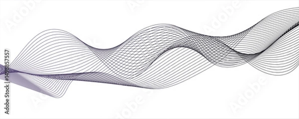 Fototapeta Abstract gradient grey wavy flowing dynamic smooth curve lines background. Digital future technology concept.Abstract wave line for brochure, flyer, banner, template, wallpaper background with wave.