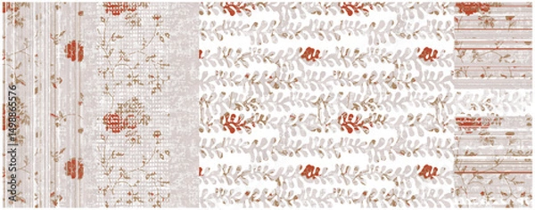 Obraz art grunge vintage floral pattern, paper relief textured monochrome background in gold and brown colors, rust effect.