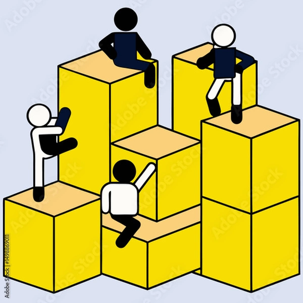 Obraz business people standing on podium