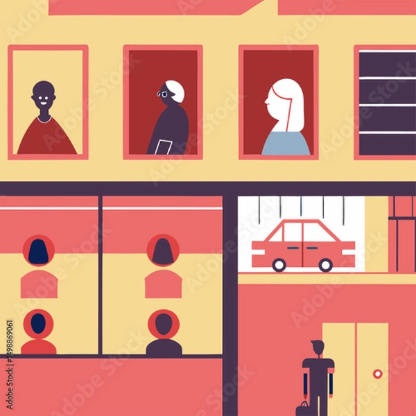 Obraz vector illustration of a man in a cafe