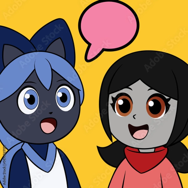 Obraz Cute animal cartoon character vector illustration of a fun baby cat with a heart design and a happy smile