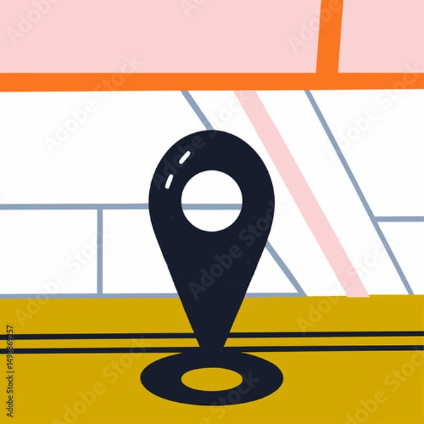 Obraz illustration of a map pointer with a compass