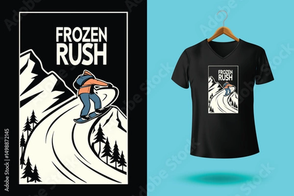 Fototapeta Stylish Snowboarder in Action – Winter Mountain Sports Vector Artwork.